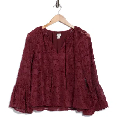 Nordstrom Rack Tie Neck Long Sleeve Top In Burgundy