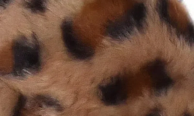 Omg Accessories Kids' Crystal Leopard Faux Fur Slipper In Brown