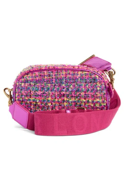 Kurt Geiger London Tweed Chiswick Camera Crossbody Bag In Pink