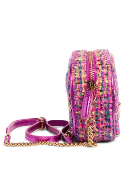 Kurt Geiger London Tweed Chiswick Camera Crossbody Bag In Pink