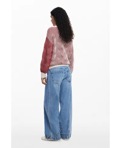 Desigual Colorblock Stripe Sweater In Red