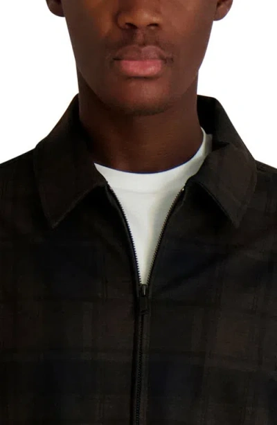 Karl Lagerfeld Paris Plaid Zip Front Shirt Jacket In Brown