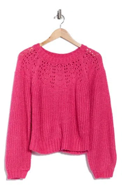 Bobeau Balloon Sleeve Sweater In Pink