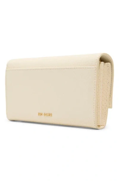 Ted Baker London Evie Charm Leather Clutch In Neutral