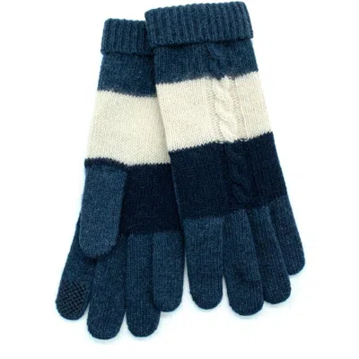 Portolano Cashmere Tech Gloves With Cables In Blue