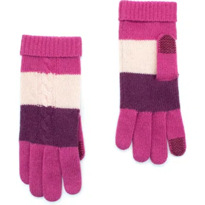 Portolano Cashmere Tech Gloves With Cables In Multi