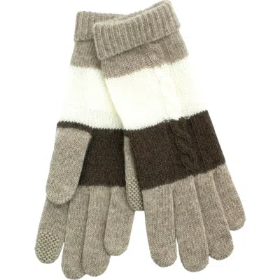 Portolano Cashmere Tech Gloves With Cables In Multi