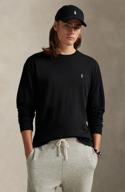 Polo Ralph Lauren Classic Fit Long Sleeve Cotton T-shirt In Black