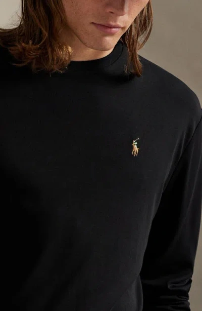 Polo Ralph Lauren Classic Fit Long Sleeve Cotton T-shirt In Black