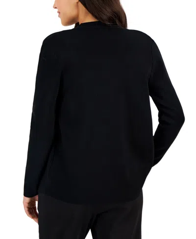 Ak Anne Klein Petite Newport Open-front Cardigan In Black