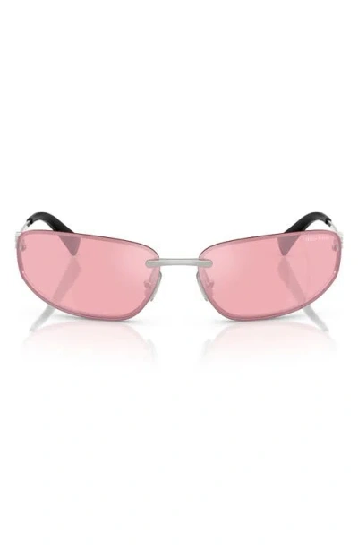 Miu Miu Pink Mirror Lilac Wrap Ladies Sunglasses Mu A50s 1bc70j 68 In Metallic