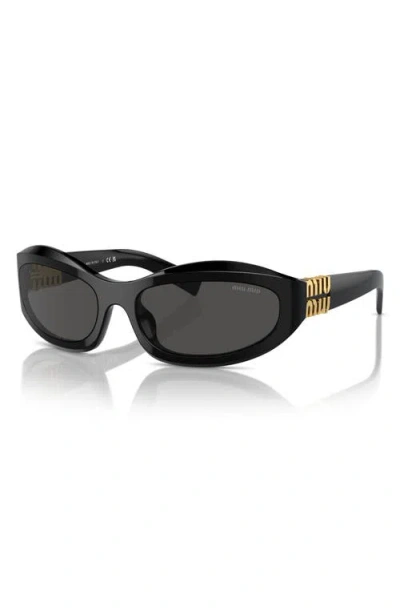Miu Miu 61mm Oval Sunglasses In Black