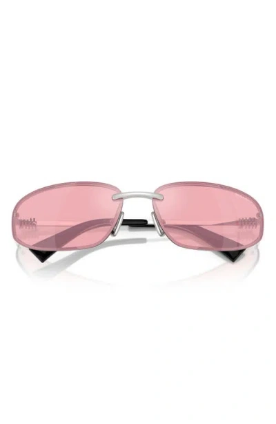 Miu Miu Pink Mirror Lilac Wrap Ladies Sunglasses Mu A50s 1bc70j 68 In Metallic