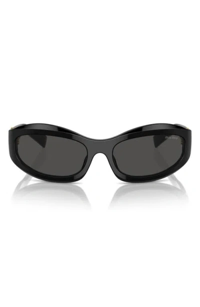 Miu Miu 61mm Oval Sunglasses In Black
