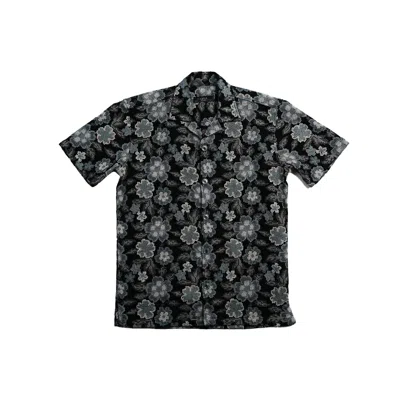 Eight X Men's Blue / Black Pixel Bloom Artisan Short Sleeve Button Up Shirt In Black