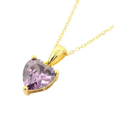 Harfi Women's Purple / Gold Heart Amethyst February Birthstone Necklace In Multi