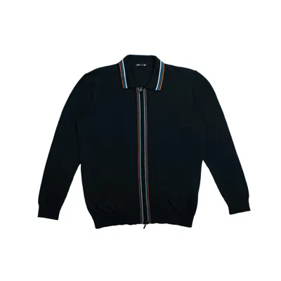 Eight X Men's Blue Contour Long Sleeve Two Way Zip Knit Sweater - Navy In Blue