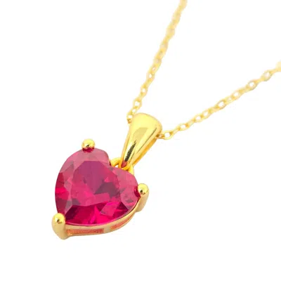 Harfi Women's Red / Gold / Pink Ruby July Birthstone Love Heart Pendant Necklace In Multi