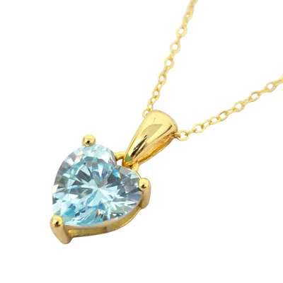 Harfi Women's Blue / Gold Heart Aquamarine March Birthstone Necklace In Multi