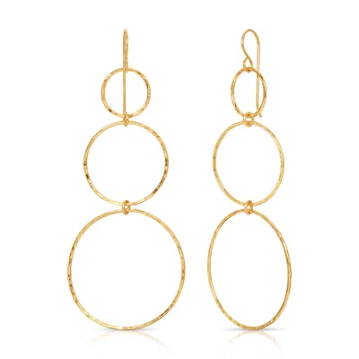 Heather Hawkins Jewelry Women's Graduated Three Link Earrings Large - Hand Hammered - 14k Gold-filled In Gold