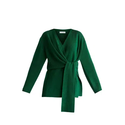 Paisie Women's Wrap Side Tie Knit Jumper In Green In Green