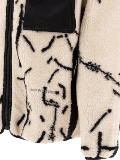 And Wander Graphic Jacquard Patch Pocket Jacket In Brown