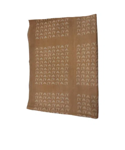Armani Jeans Logo Scarf In Brown