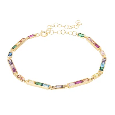Latelita Women's Gold Riviera Multicoloured Gemstone Bracelet In Gold