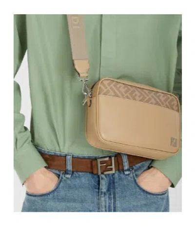 Fendi Slim Suede Belt Squared Ff Buckle In Brown