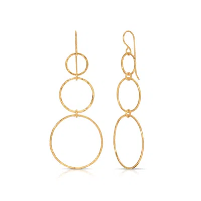 Heather Hawkins Jewelry Women's Graduated Three Link Earrings - Hand Hammered - Gold-filled In Gold