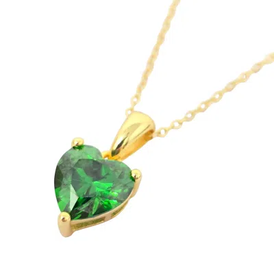 Harfi Women's Green / Gold Emerald Love Heart Pendant May Birthstone Necklace In Multi