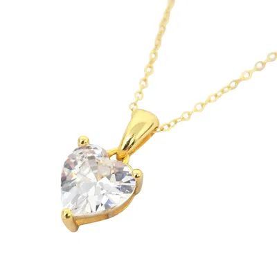 Harfi Women's White / Gold Heart Diamond April Birthstone Necklace In Multi