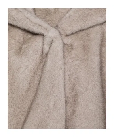 Antonelli Long-sleeved Hooded Fur Coat In Neutral