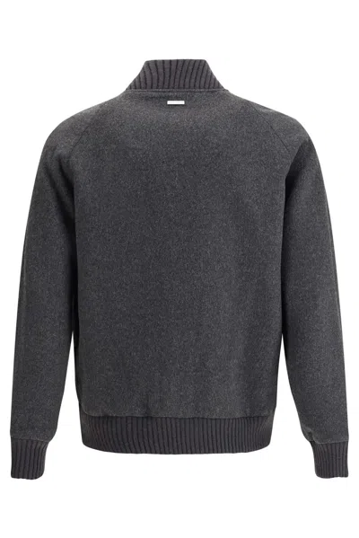 Woolrich Twill Buttoned Bomber Jacket In Black