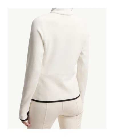 Moncler High Collar Fleece Sweatshirt With Contrast Trim In White