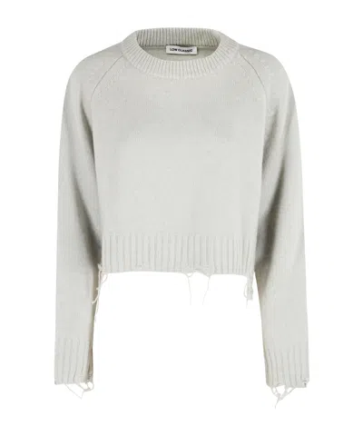 Low Classic Damaged Cropped Pullover In Gray