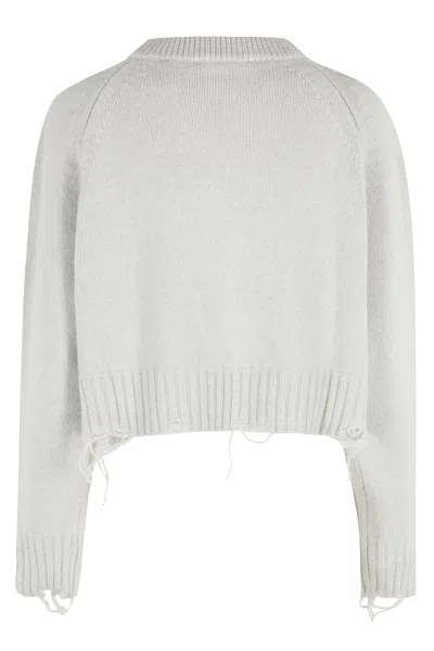 Low Classic Damaged Cropped Pullover In Gray