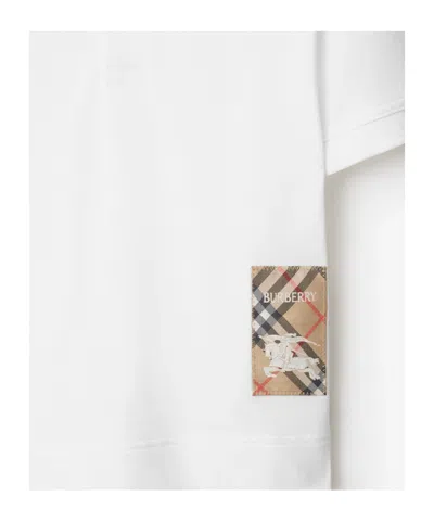 Burberry Check Label Polo Shirt In White