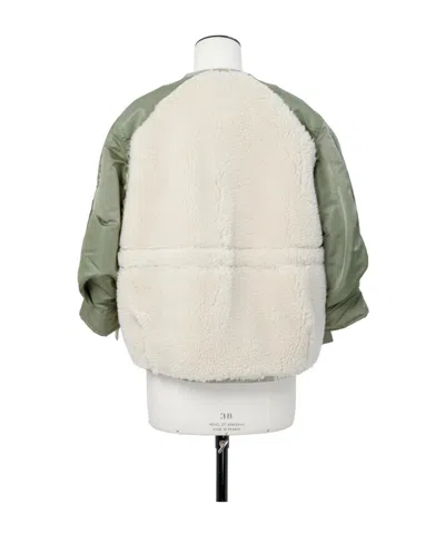 Sacai Faux Shearling X Nylon Twill Blouson In White