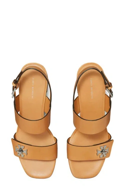 Tory Burch T-lock Leather Block-heel Sandals In Brown
