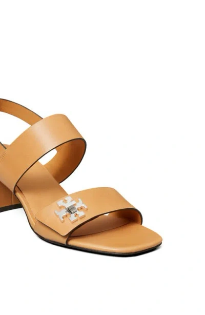 Tory Burch T-lock Leather Block-heel Sandals In Brown