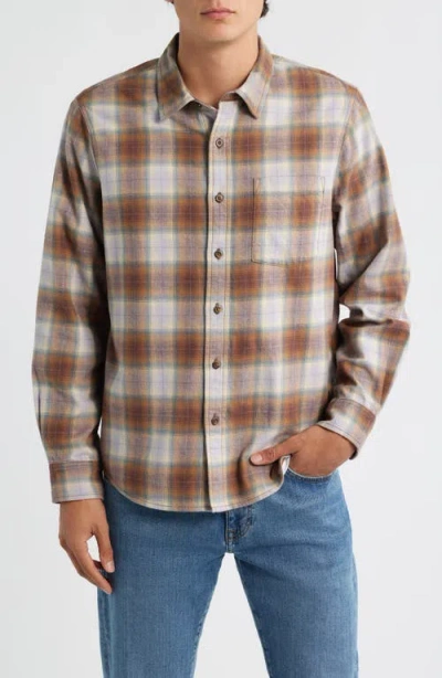Treasure & Bond Plaid Flannel Button-up Shirt In Brown