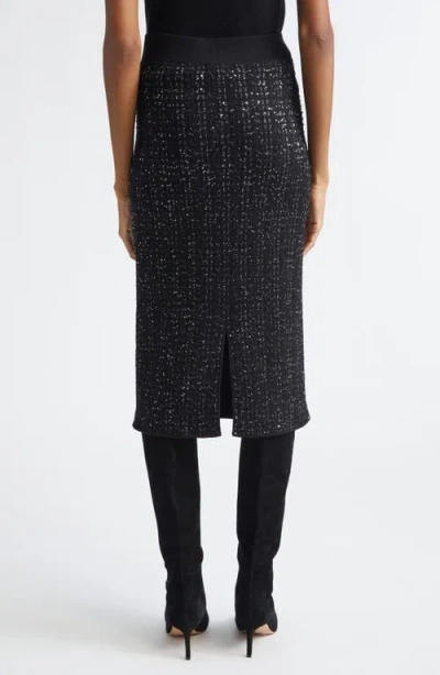 Veronica Beard Corbin Sequin-embellished Knit Midi Skirt In Black