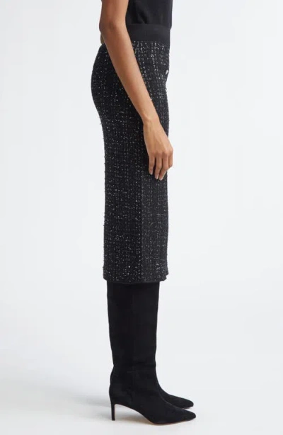 Veronica Beard Corbin Sequin-embellished Knit Midi Skirt In Black