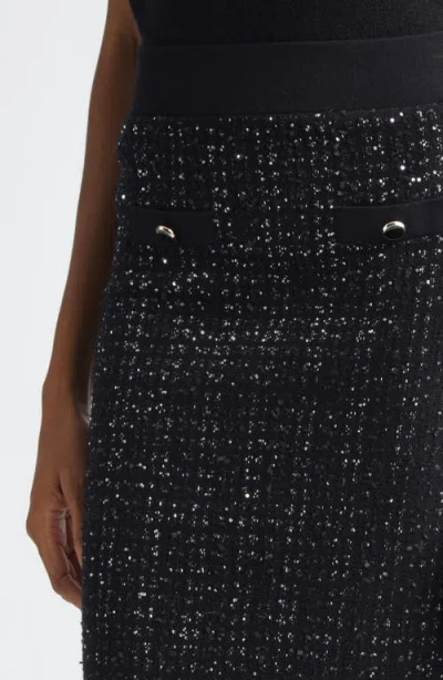 Veronica Beard Corbin Sequin-embellished Knit Midi Skirt In Black