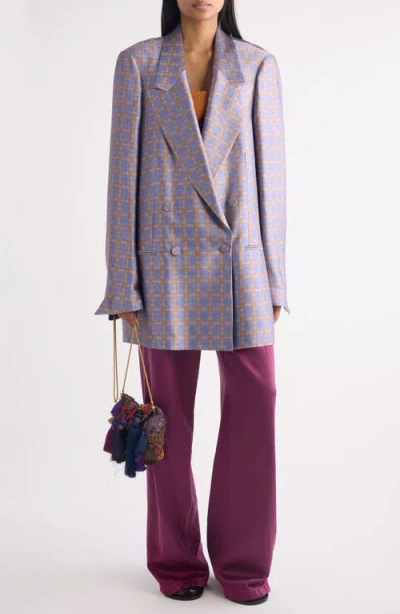 Dries Van Noten Bastis Silk Double-breasted Blazer In Purple