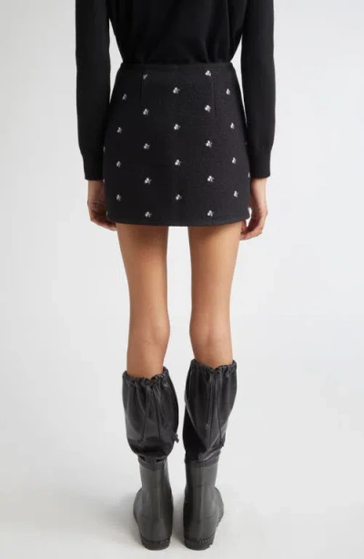 Rier Walker Floral Embroidered Wool Wrap Miniskirt In Black