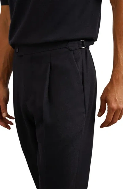 Reiss Flush Pleat Front Wool Blend Pants In Blue