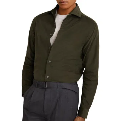 Reiss Long Sleeve Fine Cord Button Front Shirt In Green