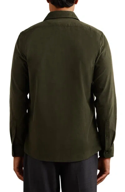 Reiss Long Sleeve Fine Cord Button Front Shirt In Green